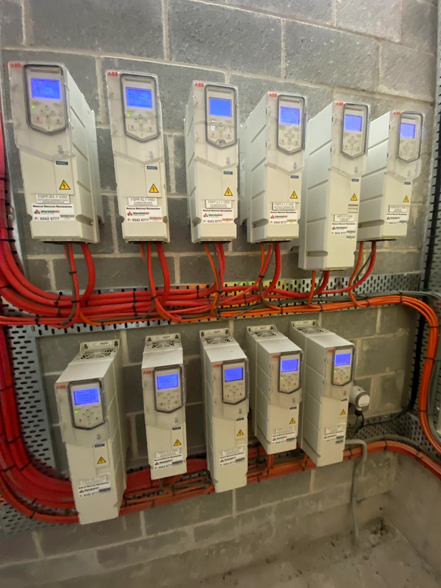 ABB HVAC variable speed drives on a commercial switchboard